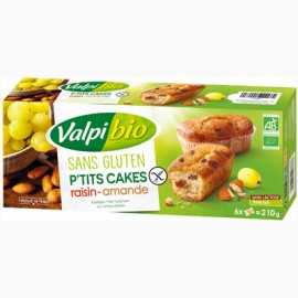 Mini-cakes amande-raisin sans gluten X6 BIO - VALPIBIO (210g) cpam 2.54e