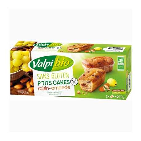 Mini-cakes amande-raisin sans gluten X6 BIO - VALPIBIO (210g) lppr 2.54€