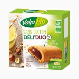 Biscuits coeur-fondant noisette-cacao sans gluten DELI-DUO X6 BIO - VALPIBIO (180g) cpam 2.23e