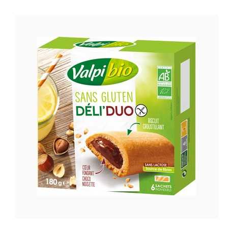 Biscuits cœur-fondant noisette-cacao sans gluten DELI-DUO X6 BIO - VALPIBIO (180g) lppr 2.23€