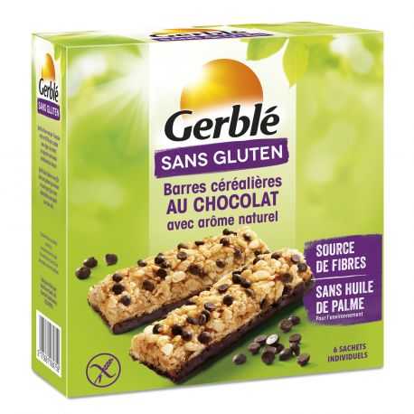Barres céréales-cacao sans gluten X6 - GERBLE (132 g) lppr 1,59€