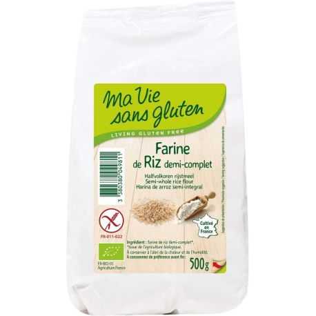 Farine de riz semi-complète sans gluten BIO - MA-VIE-SG (500g)