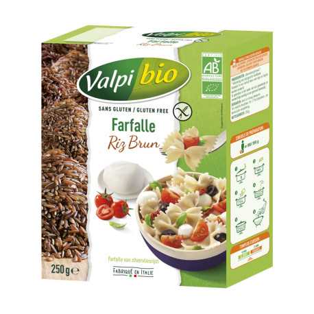 Farfalle riz-brun sans gluten BIO - VALPIBIO (250g) lppr 1.40e